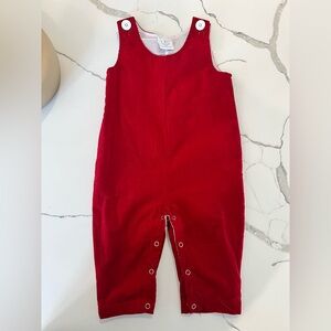 Red Corduroy Baby Overalls with Button Details